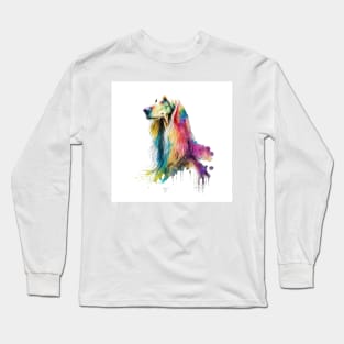 Afghan Hound Dog In Watercolor & Pen Long Sleeve T-Shirt